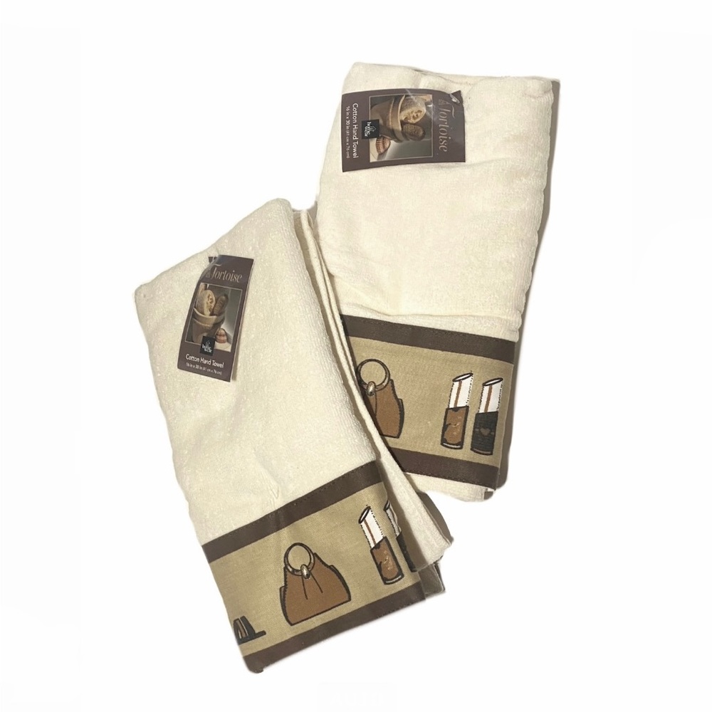 Powder Room Makeup Purse Diva Shoes Print Cotton Two Hand Towels